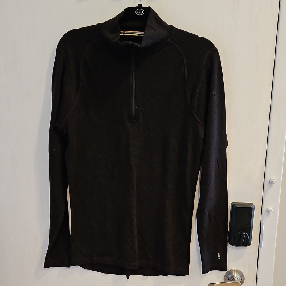 Smartwool Dark Brown Quarter Zip Mock Neck Sweater M - Picture 2 of 7